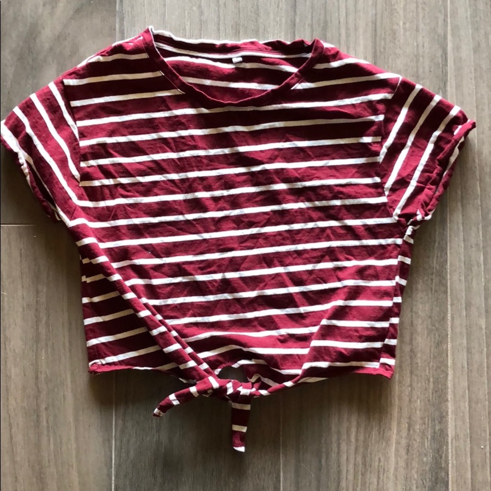 Girls maroon & white stripe top Juniors Size Small